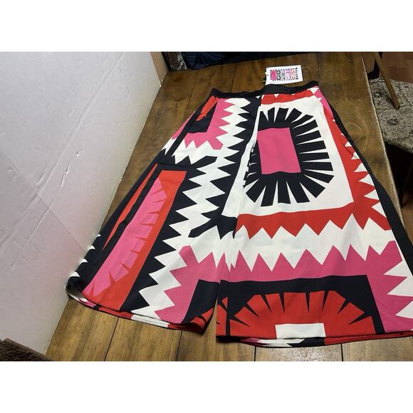 Art 360 Merella Abstract Palazzo Trousers Art Deco Wide Leg Size 14 NWT Fushia - Picture 1 of 16